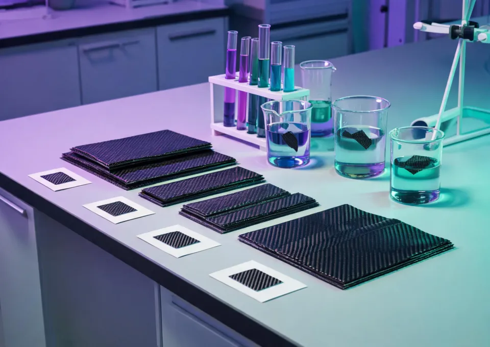Controlled composite material prototypes under evaluation